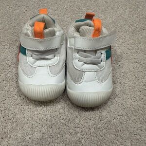 Kids White and Orange Sneakers